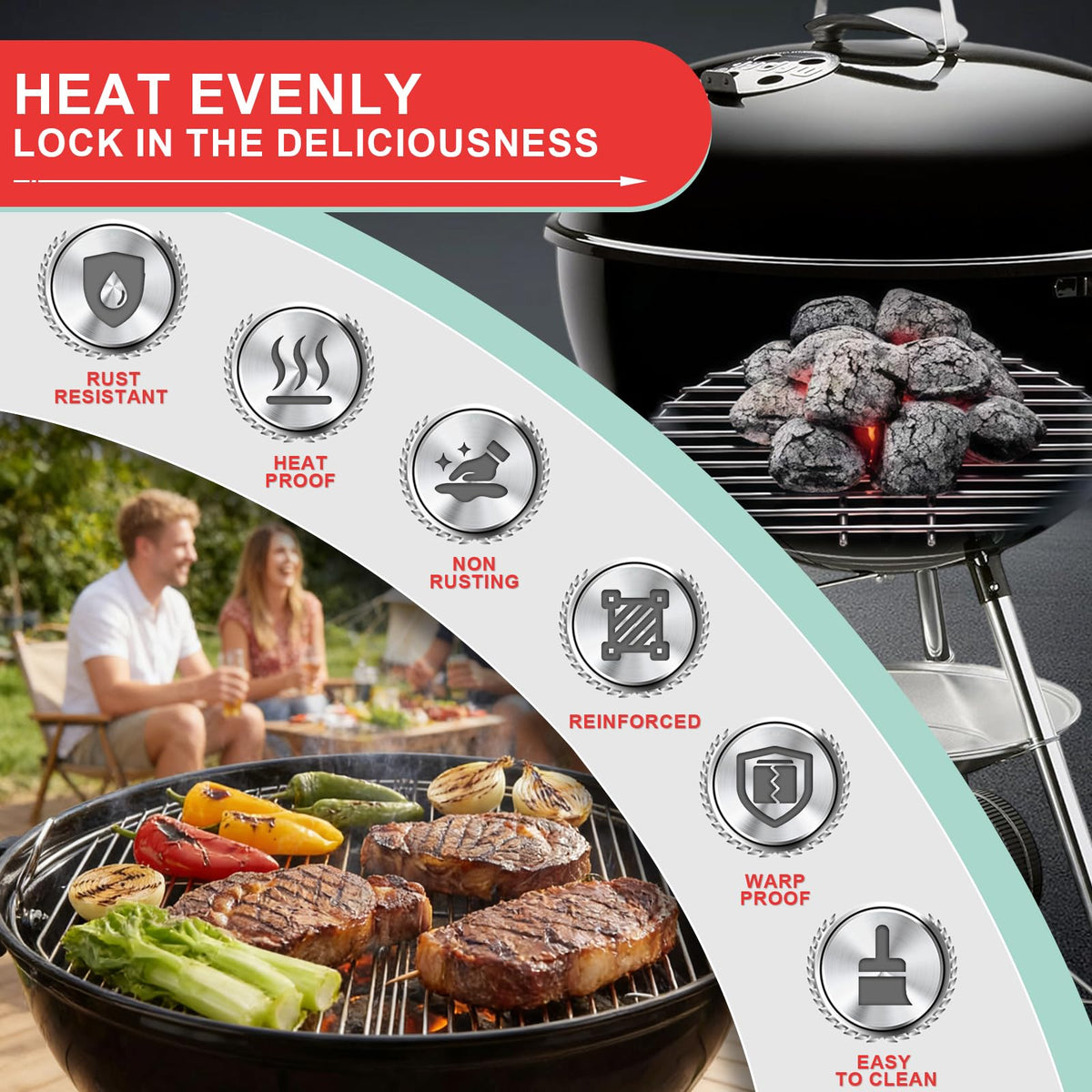WEBROIL Weber easy-to-clean grates save time after backyard cookouts.