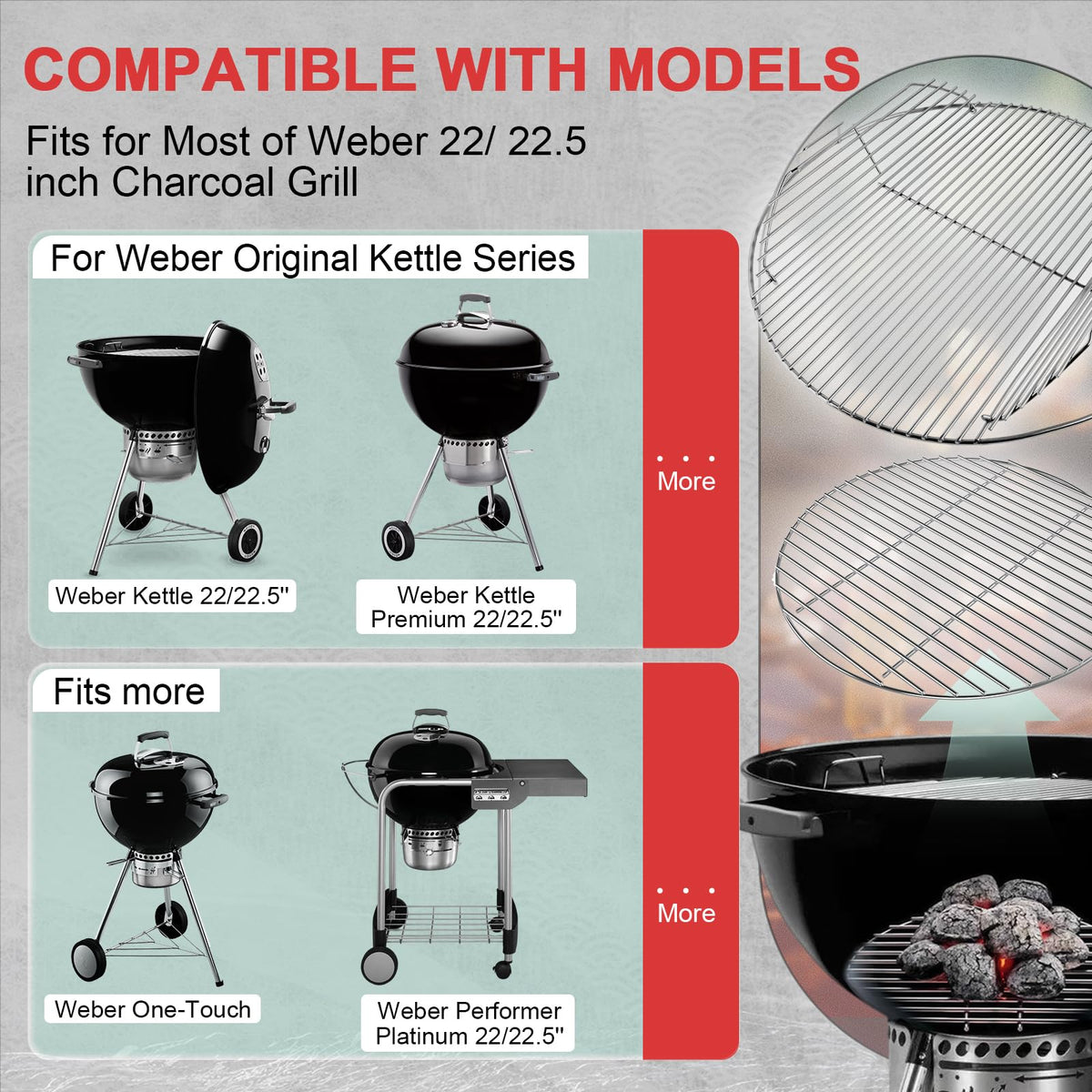WEBROIL Weber hinged-sides design for easy charcoal refueling.