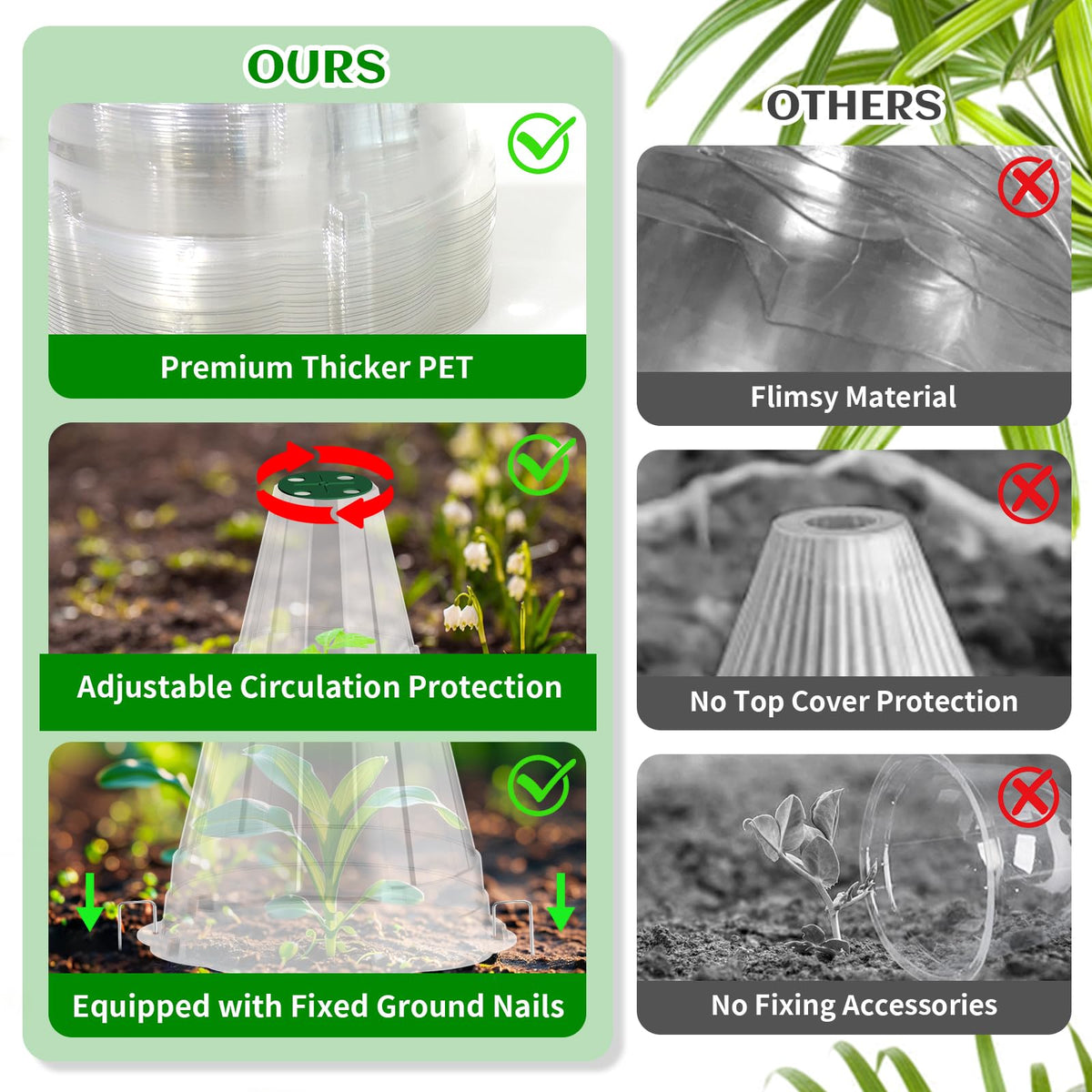 Webuys cloche set includes stakes for quick setup
