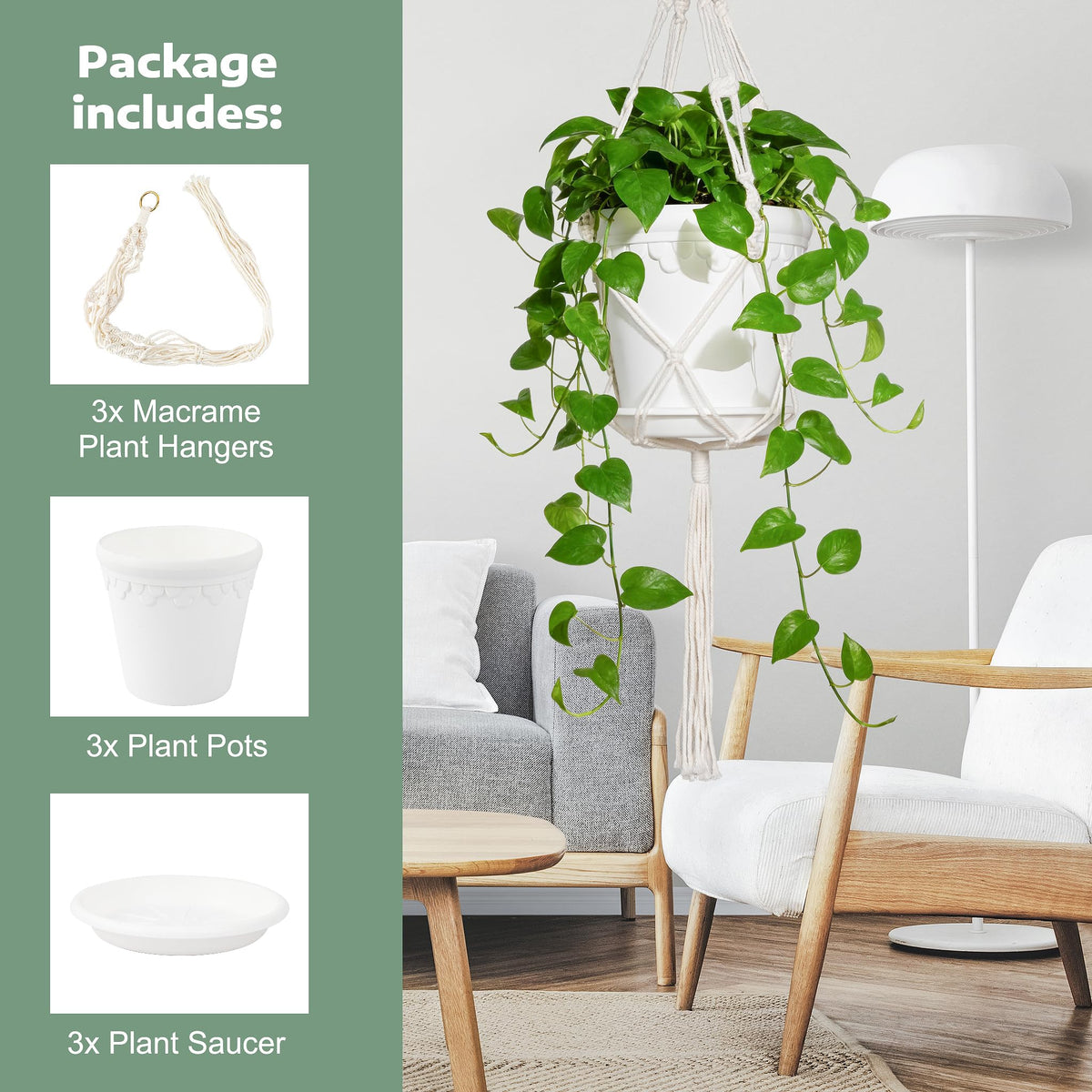 WECHARM HOME hanging planters on outdoor porch showcasing weather-ready design
