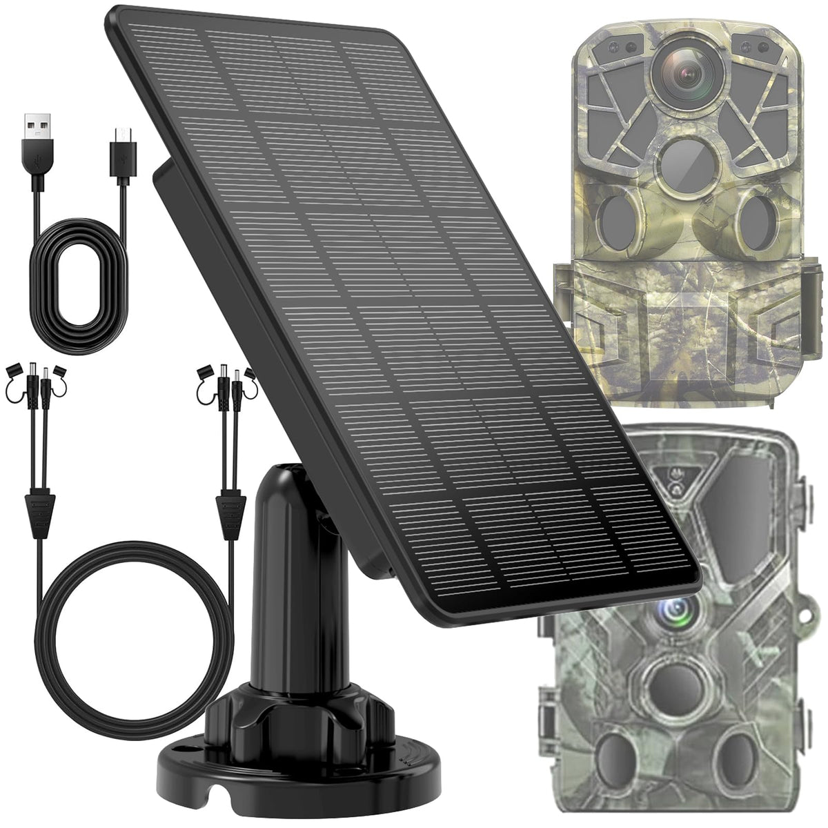 WECOOL solar panel for trail camera front view powers remote cameras