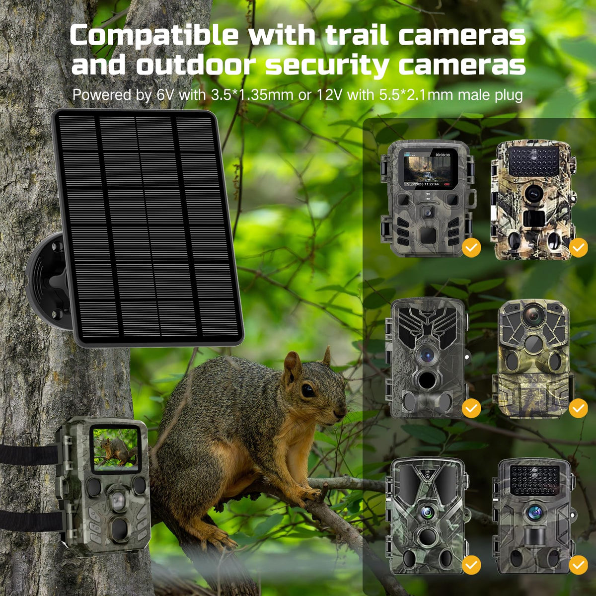 WECOOL solar panel trail camera packaging contents arranged for quick setup