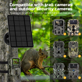 WECOOL solar panel trail camera packaging contents arranged for quick setup