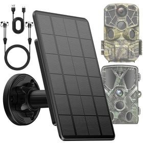 WECOOL Trail Panel front view shows a compact solar array powering trail cameras.