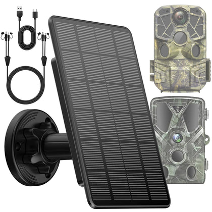WECOOL Trail Panel front view shows a compact solar array powering trail cameras.