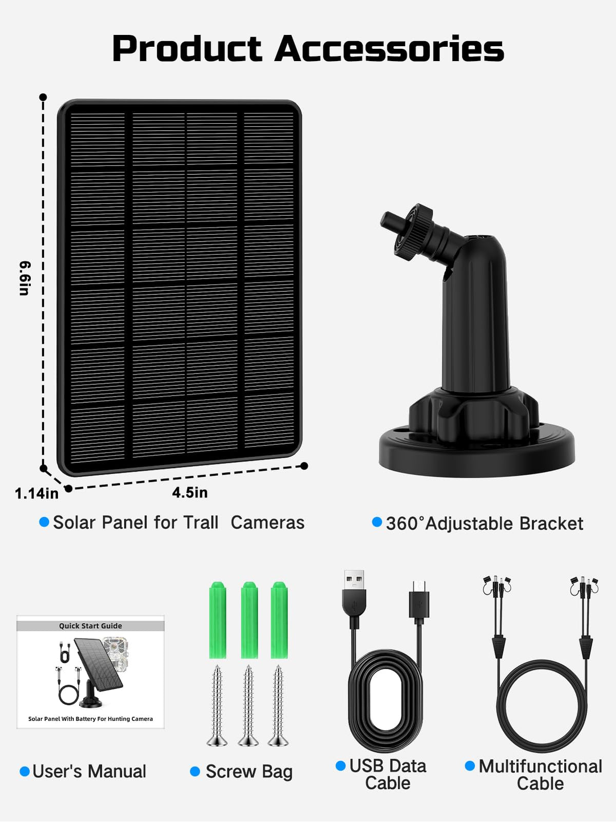 WECOOL Trail Panel packaging includes cables and mount for quick outdoor setup.