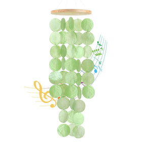 WeDoSoy wind chimes with capiz shells for outdoor decor and soothing coastal tones.