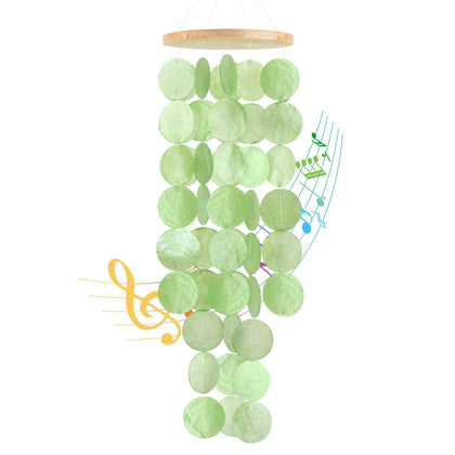 WeDoSoy wind chimes with capiz shells for outdoor decor and soothing coastal tones.