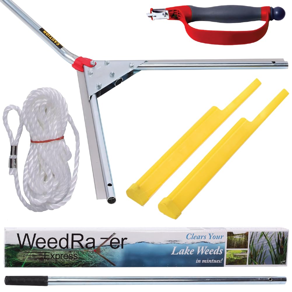 Weed Razer Express clears a 30-inch path through pond weeds for quick maintenance.