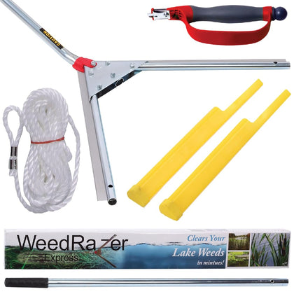 Weed Razer Express clears a 30-inch path through pond weeds for quick maintenance.