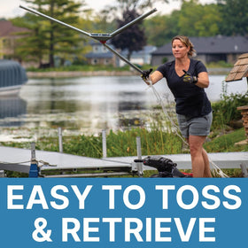 Six-pound weight enables throwing far and sinking to weed bases.