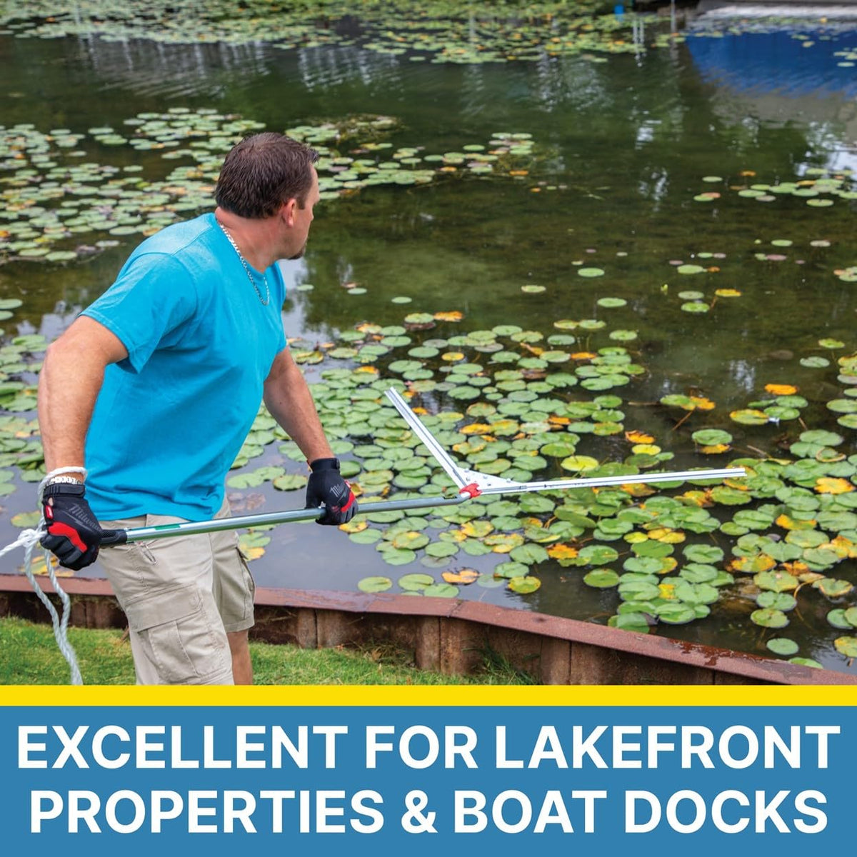 Thirty feet of reach lets you clear more water near your shoreline.