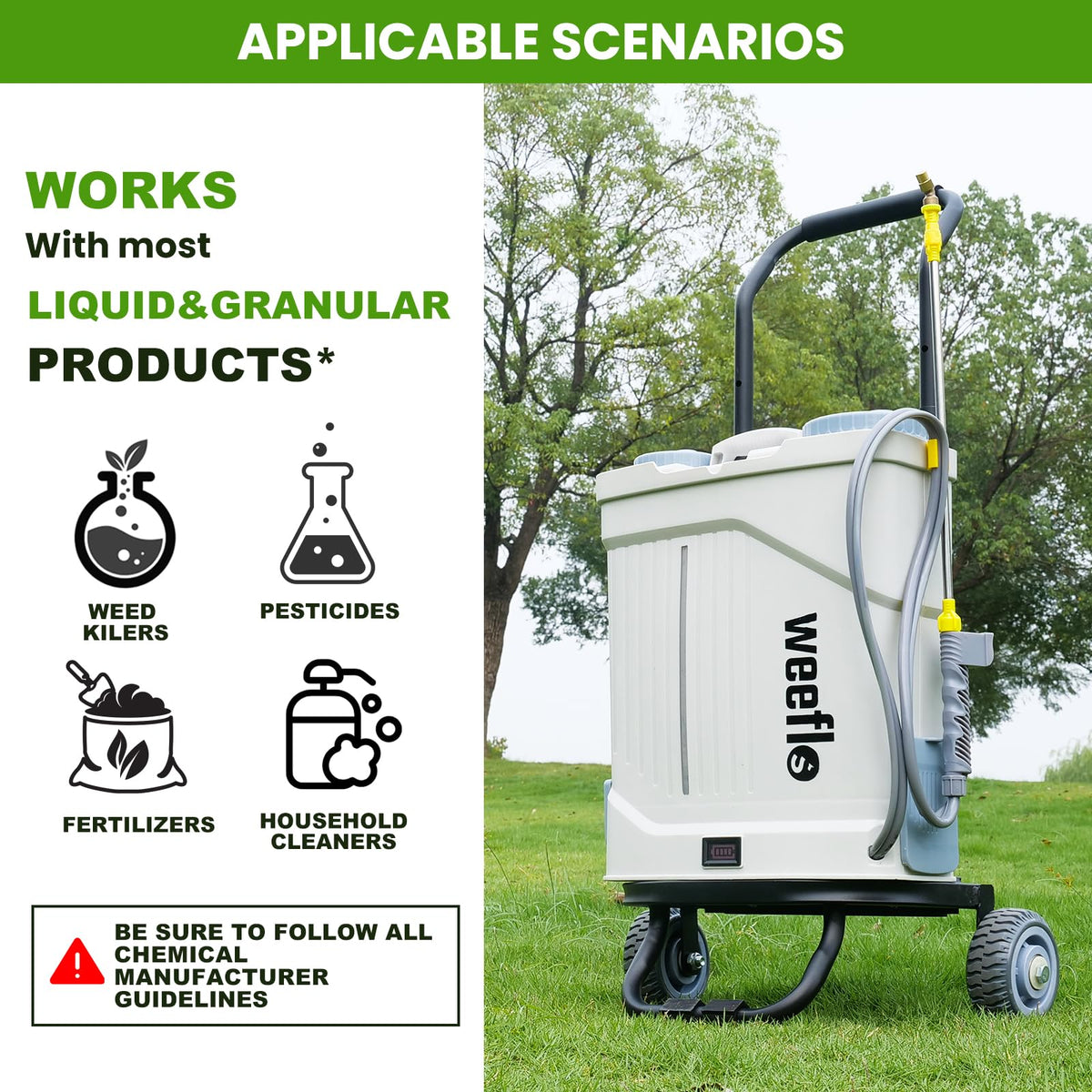 Weeflos off-road wheels enable smooth maneuvering across uneven ground.