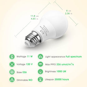 WeeGrow A19 bulb with low heat dissipation design.