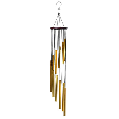 WEELIKMA wind chimes with 12 aluminum tubes in gold finish glow outdoors for ambience