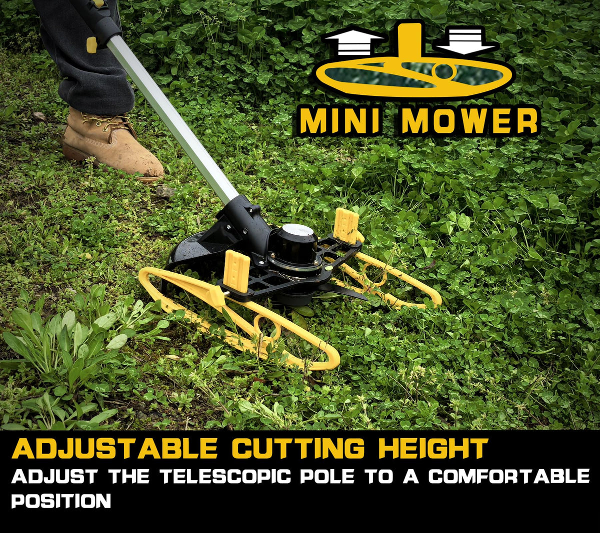 WeeLun auxiliary bracket enables one-hand operation as a mini mower option.