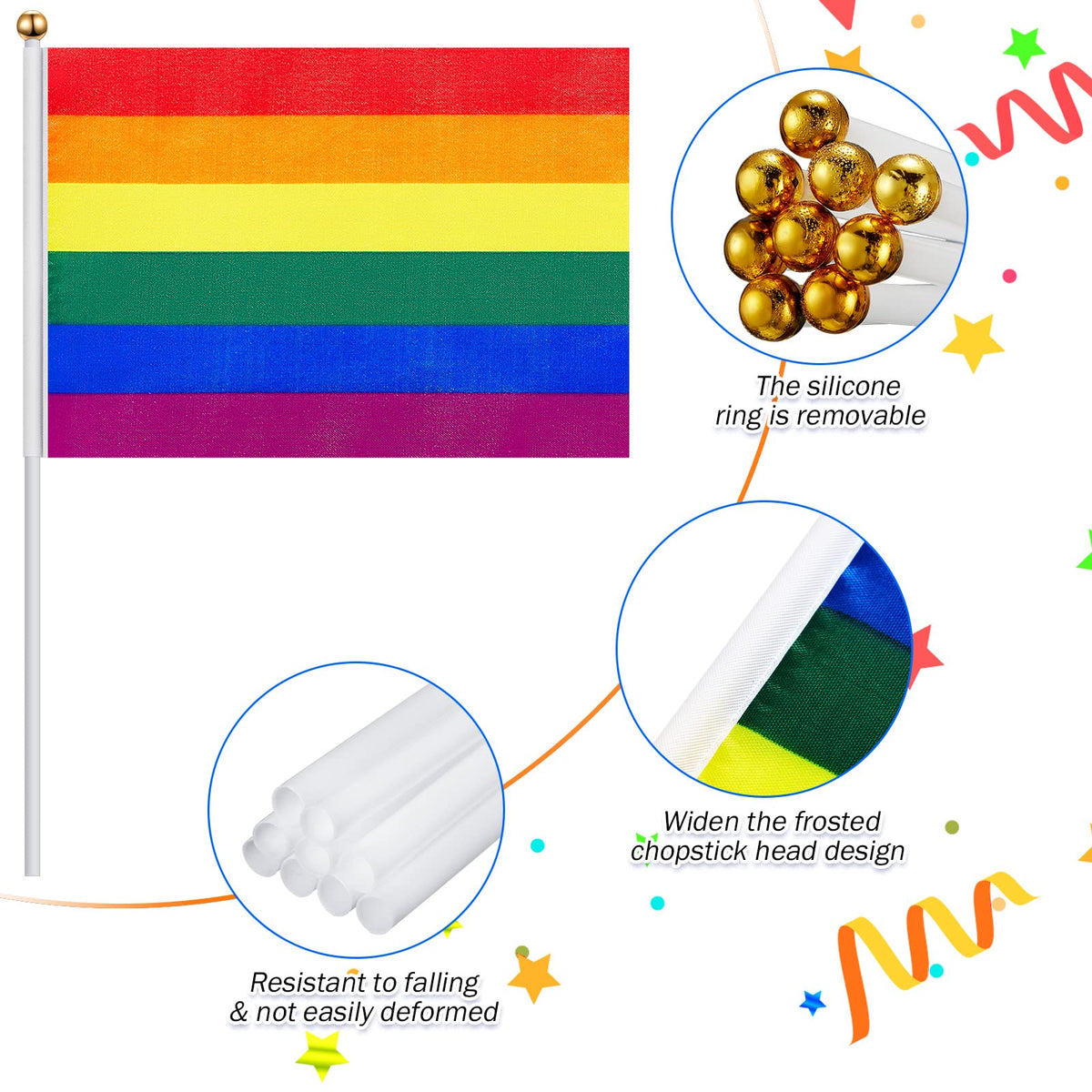Weewooday durable polyester flags with plastic poles for long-lasting parades