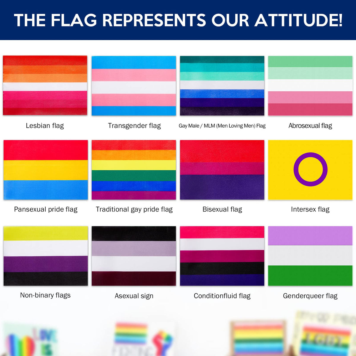 Weewooday pride flag set for home, office, car decor and events