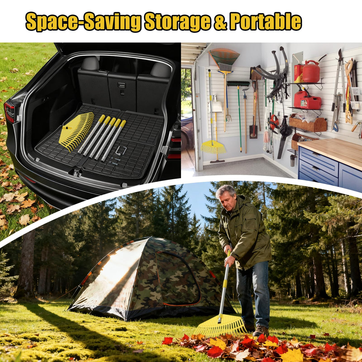 Wefaith rake stores easily with hanging design