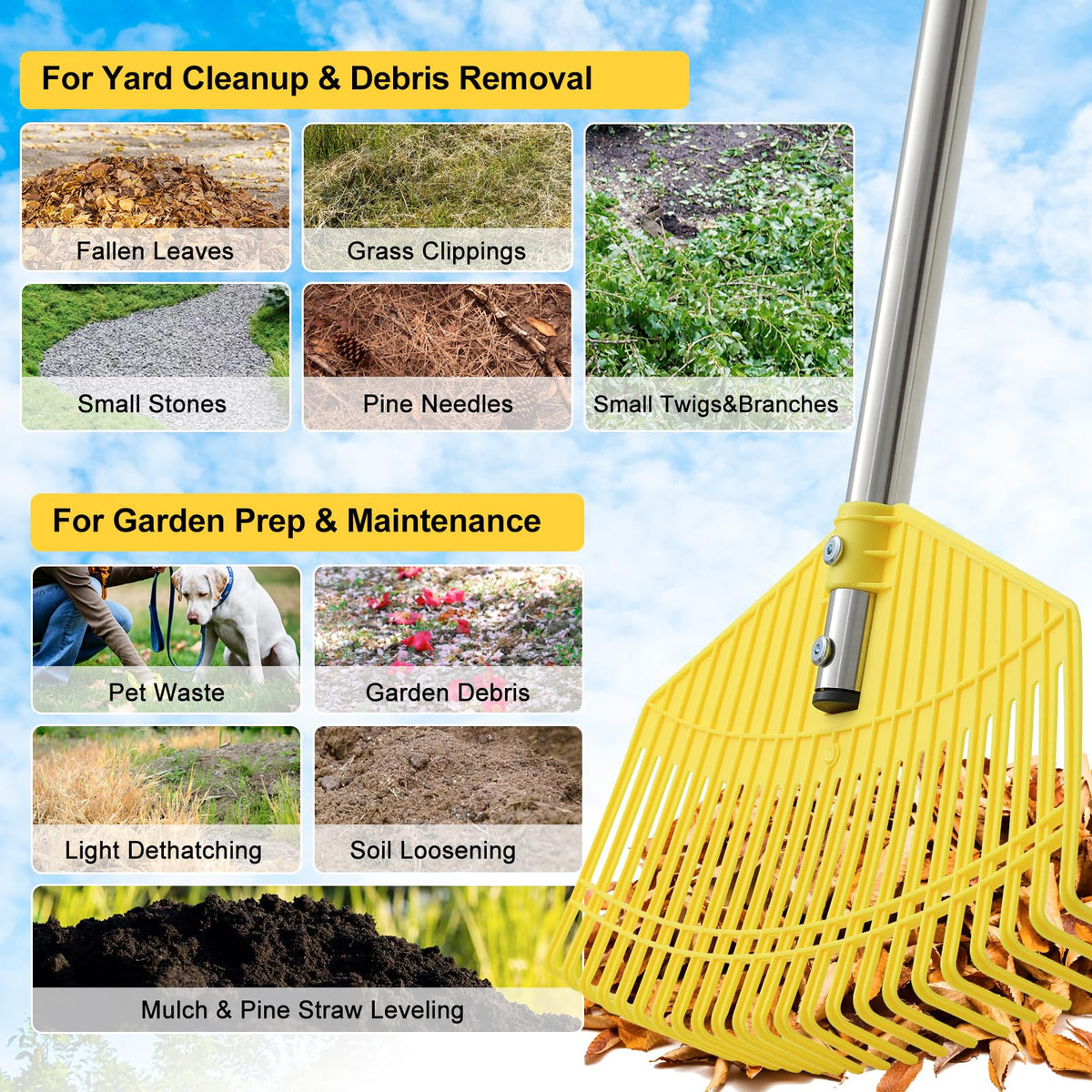 Wefaith lightweight 1-pound rake reduces arm and back strain
