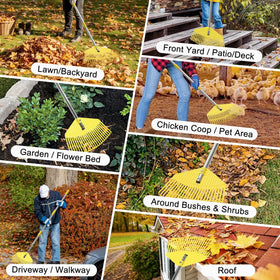Wefaith multi-use rake for soil loosening and mulch spreading
