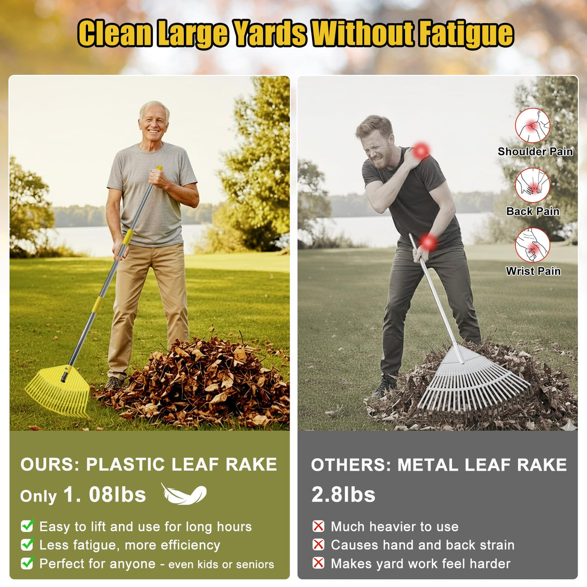 Wefaith durable nylon head rake resists cracks for long use