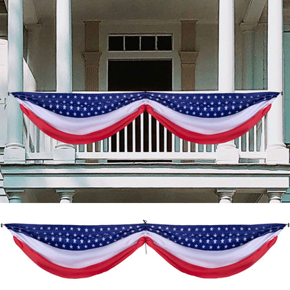 Wehhbtye patriotic bunting banner front view with red white blue stars and stripes for outdoor celebrations.
