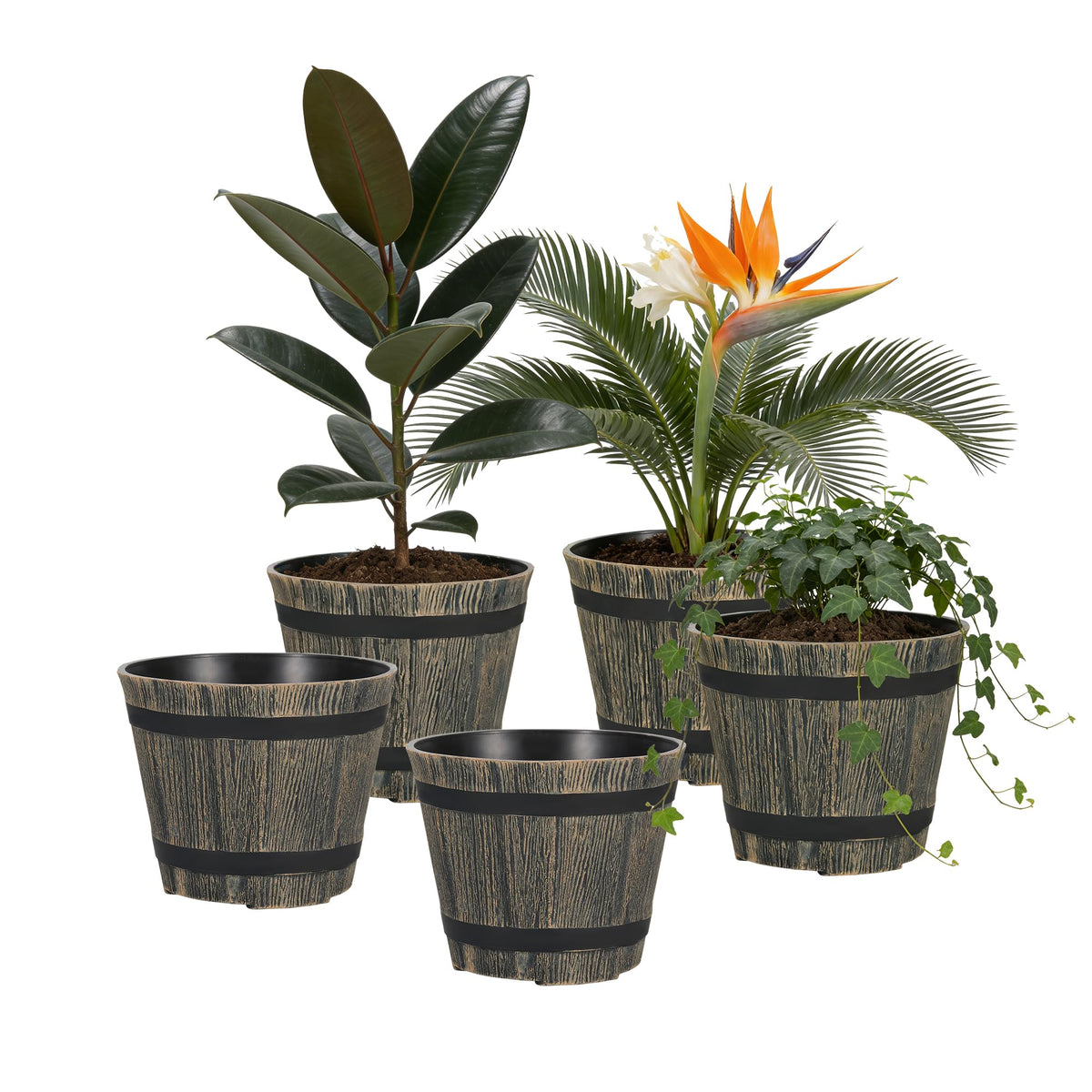 WEICHENGXING 5-pack 7-inch plant pots for versatile indoor planting and easy rearrangement