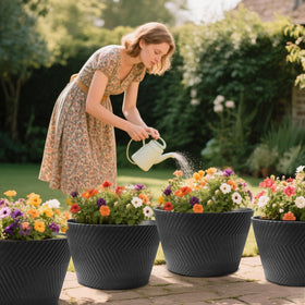 WEICHENGXING durable outdoor planter setting illustrates year-round patio appeal.
