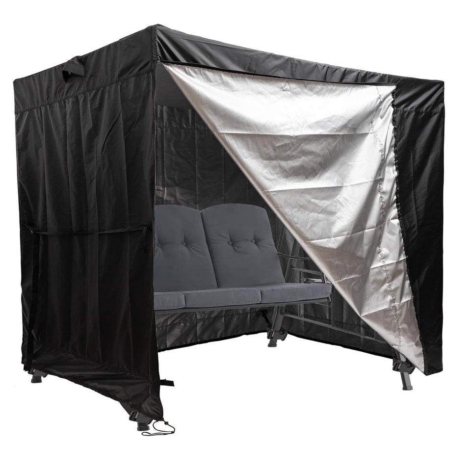 Weimell 3-seater outdoor swing cover front view protects from rain and UV