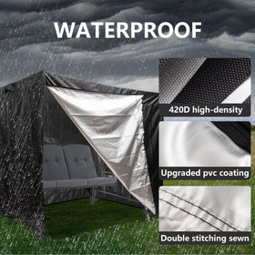 Weimell waterproof swing cover front porch view shows durable stitching
