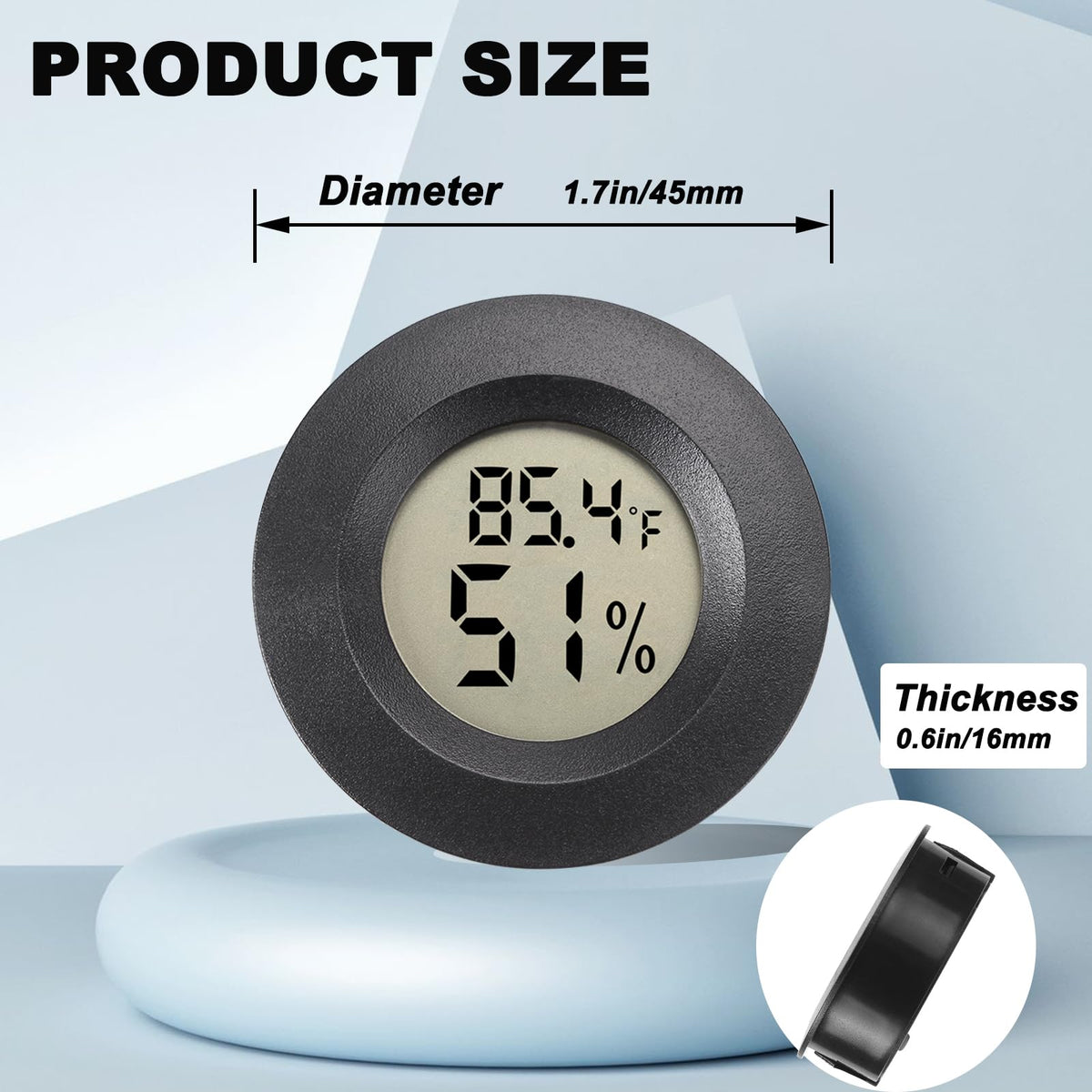 WEIMELTOY digital thermometer showing temperature and humidity at a glance