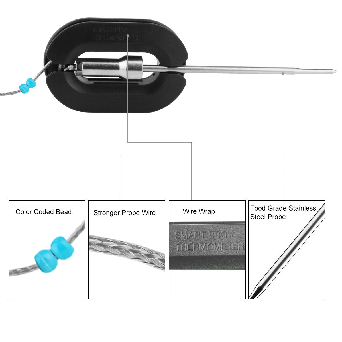 WEINAS stainless steel probes close-up, designed for high heat and reliable temperature tracking.