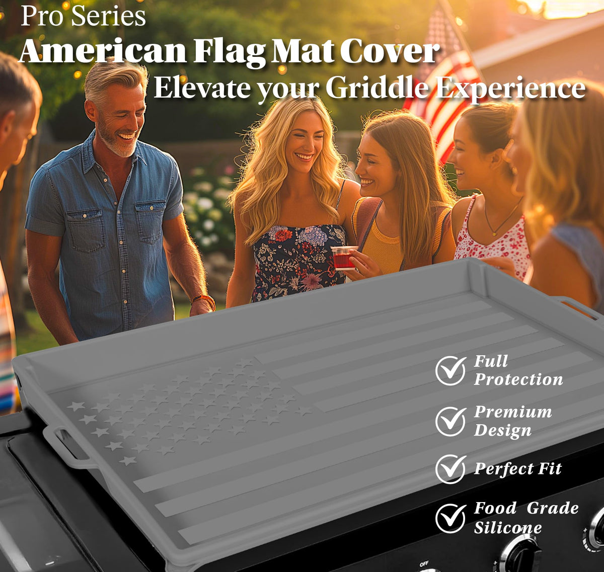 WEISSBOX corner tabs secure the mat during windy outdoor cooking.