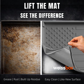 WEISSBOX mat with edge protection and suction-back to deter water entry.