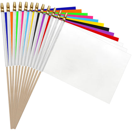 WEITBF white 8x12 flag on a stick for bright classroom or outdoor decor.