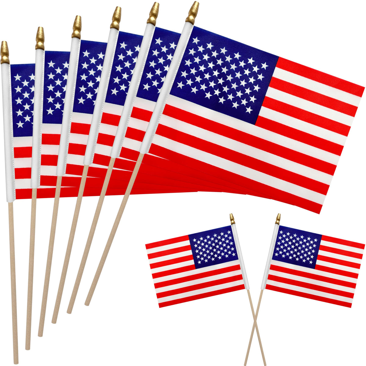 WEITBF small American flag on stick for outdoor decor and waving
