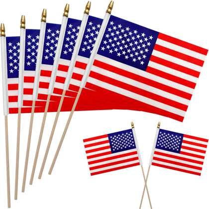WEITBF small American flag on stick for outdoor decor and waving
