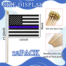 WEITBF small police flag on stick, ideal for classroom or ceremony.
