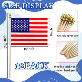 WEITBF US flag on stick shown for classroom or patio displays