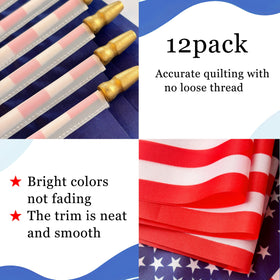 WEITBF 8x12 inch flag on spear-top wooden stick ready for ground display
