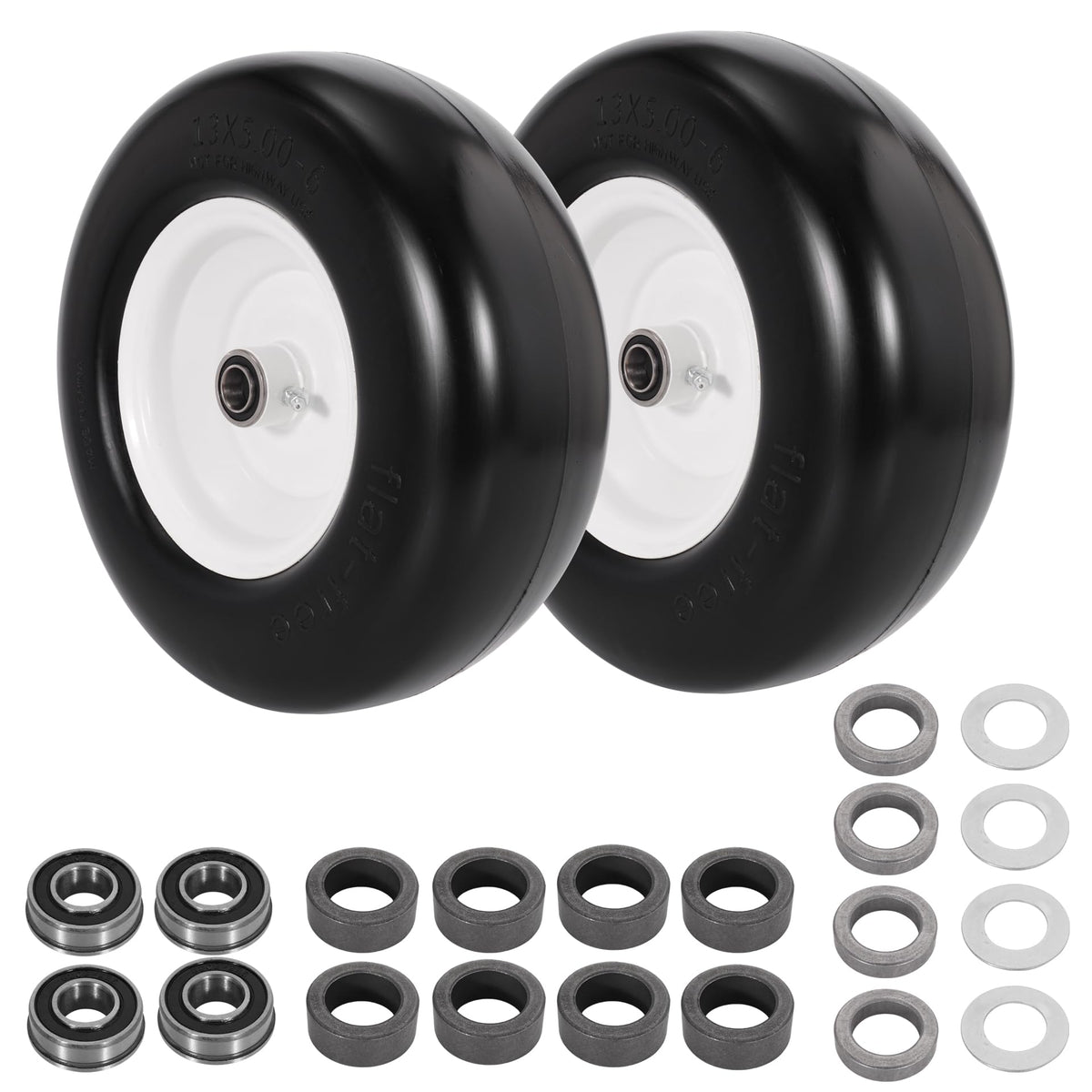WEIYINGSI 13x5-6 flat-free tire front view showing rugged puncture resistance