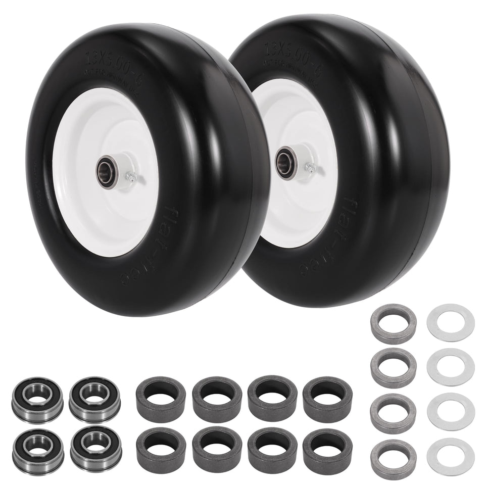 WEIYINGSI 13x5-6 flat-free tire front view showing rugged puncture resistance