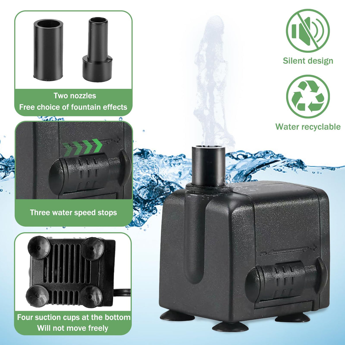WEIYOONS electric water pump keeps the flow steadily for birds