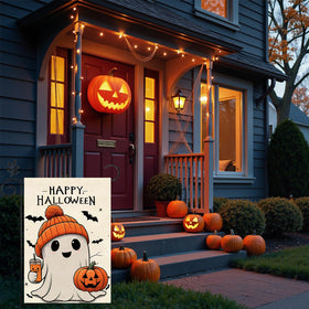 Weizedm farmhouse yard decor flag creates festive Halloween ambiance.