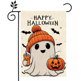 Weizedm Halloween ghost flag with double-sided ghosts for curb appeal.