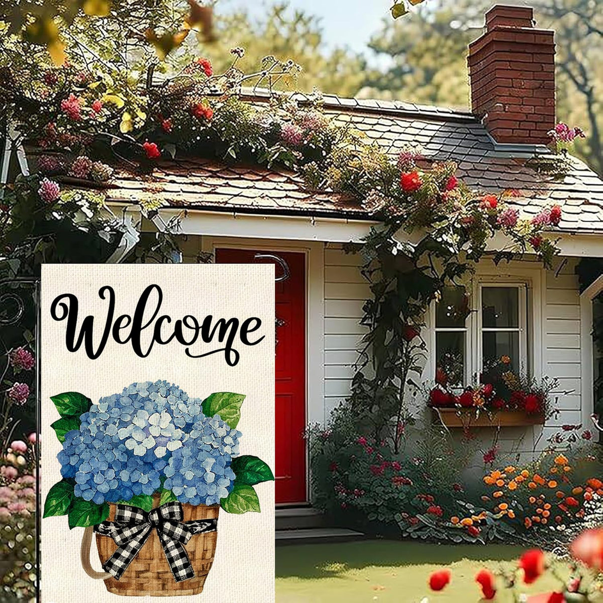 Weizedm Hydrangea garden flag easy to install and switch out