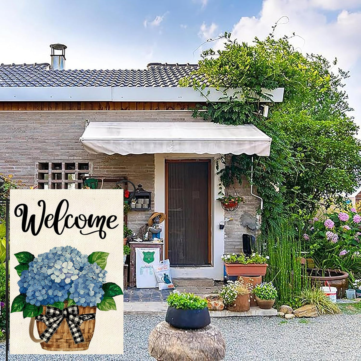 Weizedm Hydrangea garden flag enhances outdoor decor with spring vibes