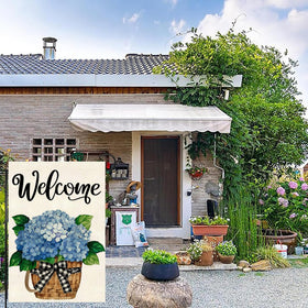Weizedm Hydrangea garden flag enhances outdoor decor with spring vibes