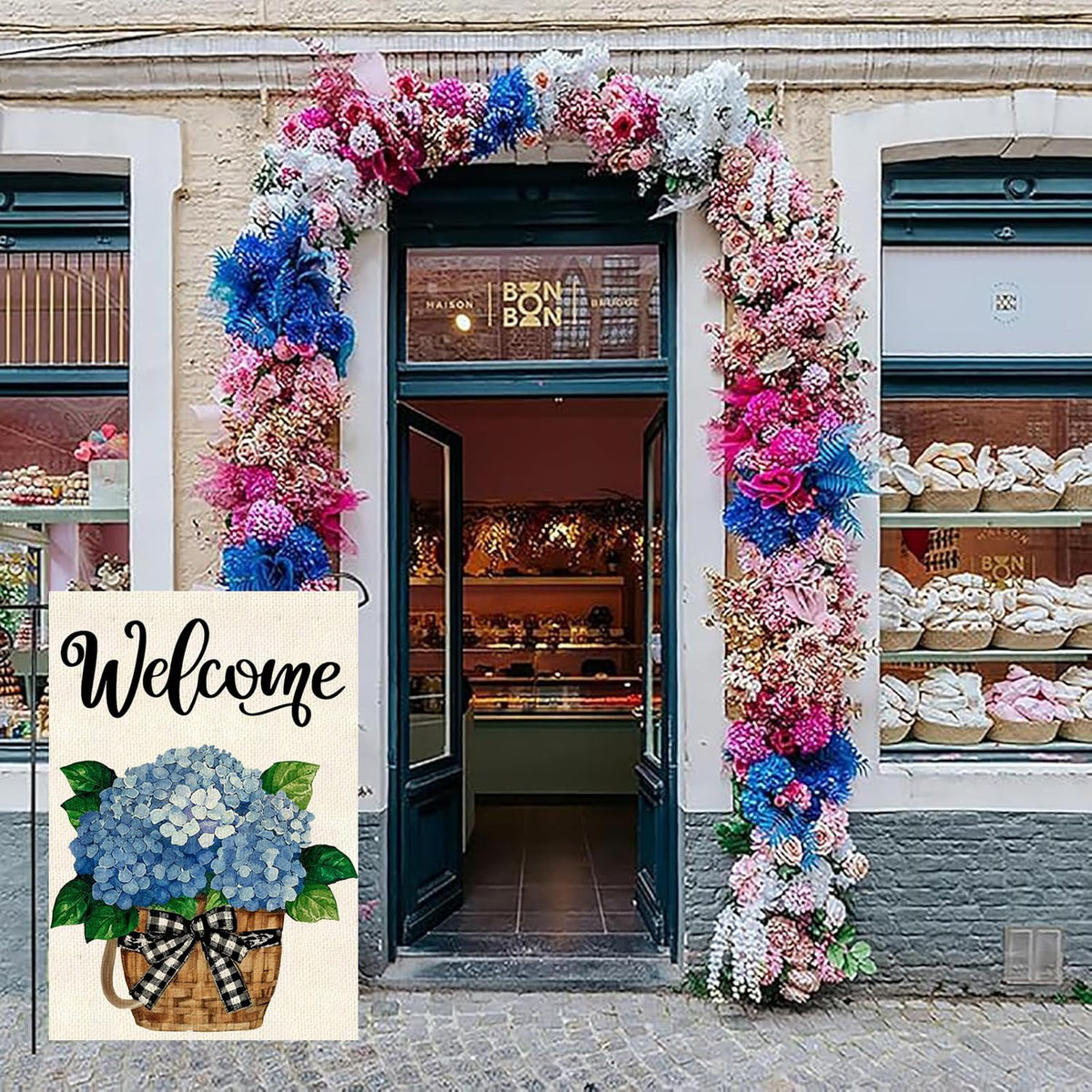 Weizedm Hydrangea garden flag weather-resistant polyester for outdoor use